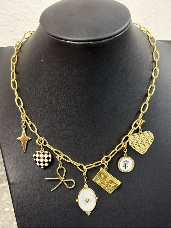 Plunder Jewelry - Plunder Gold Tone Charm Necklace Mother Of Pearl Charm Private Label “Send It”